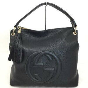 Gucci Soho Shoulder Bag Black Leather GG Handbag Studs